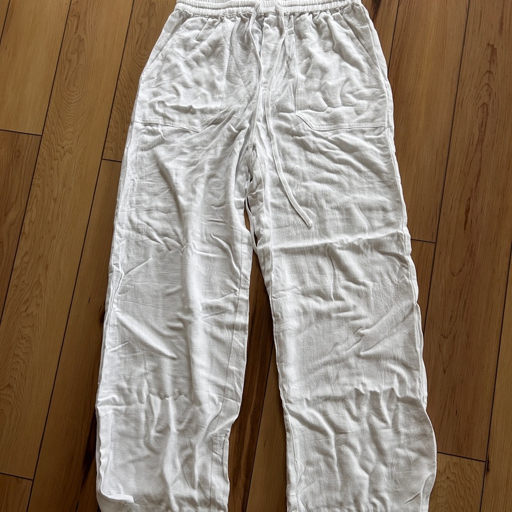 Cupshe White Elastic Waist Pants